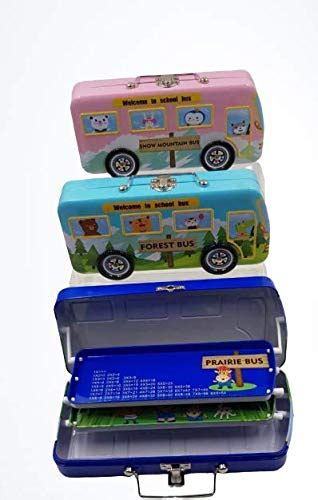 Mimi® Double Decker Bus Style Three Layer Metal Pencil Box, 